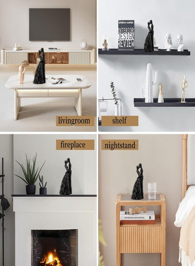 Prettidecor هدية زفاف مميزة من بريتيديكور، تمثال قبلة حب للعروسين، تماثيل سوداء، هدايا لغرفة المعيشة وغرفة النوم، ديكور منزلي للطاولة والرف. - Image 4